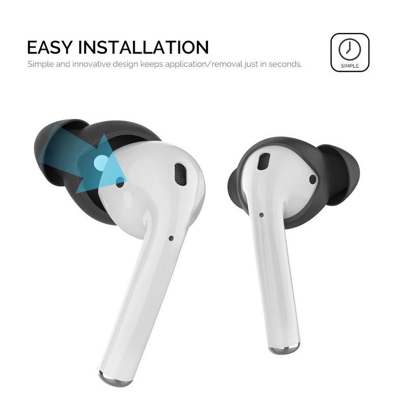 Ahastyle أهاستايل 3 أزواج من أطراف أذن آيربودز غطاء سيليكون [لا تناسب علبة الشحن] متوافقة مع آبل آيربودز (3 أزواج صغيرة، سوداء) - Image 4